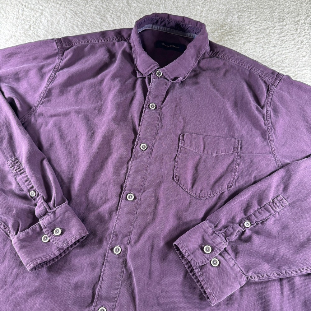 Tommy Bahama Tencel Shirt Mens 2XLT Tall Purple Breezer Button Up Long Sleeve